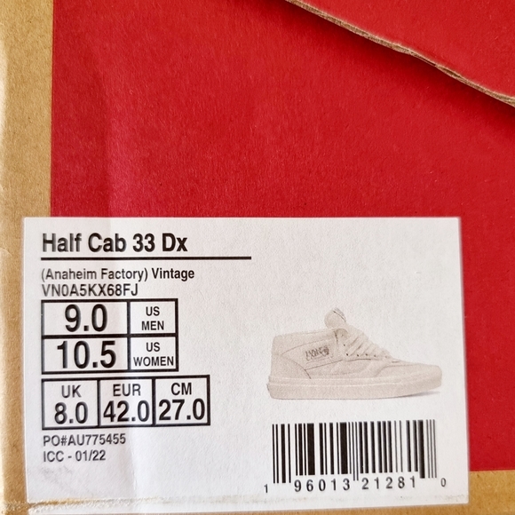 Vans Half Cab 33 DX Vintage Leather in White & Grey UK 8 EUR 42 Men's US 9.0 - Picture 13 of 16